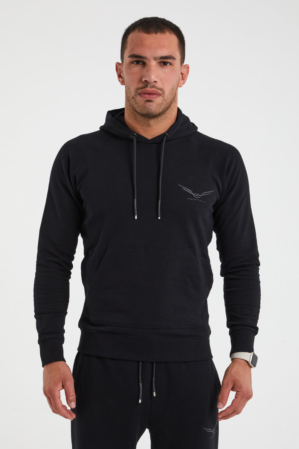 Felpa con cappuccio da uomo con impronte digitali blu navy S Felpa con cappuccio da uomo con impronte digitali blu navy S