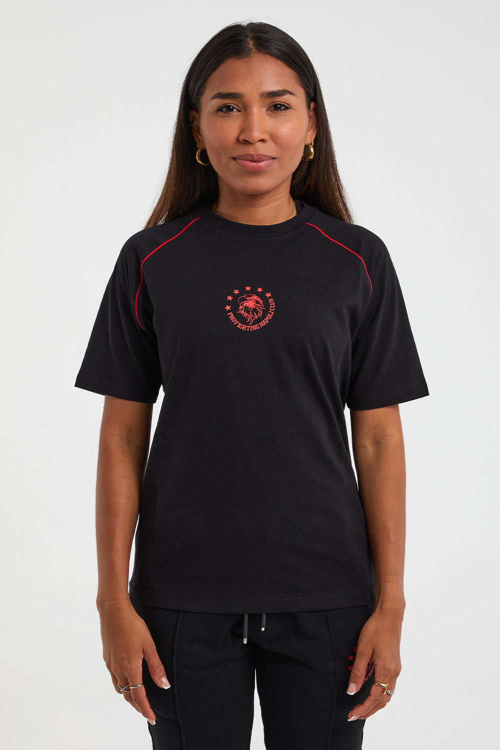 T-SHIRT DONNA PFNC - black and red