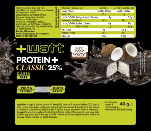 PROTEIN+ Classic 25% - Coconut flavour - 24 barrette